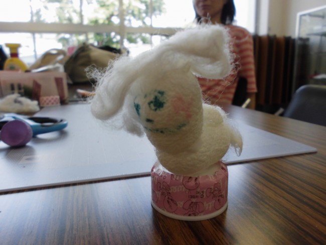オリジナルひつじさん。毛は真綿を貼ったよ!